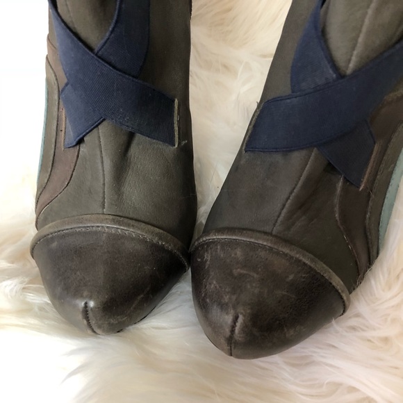 Top Shop Ankle Boot Round Toe Gray Teal Brown Blue - Picture 3 of 7